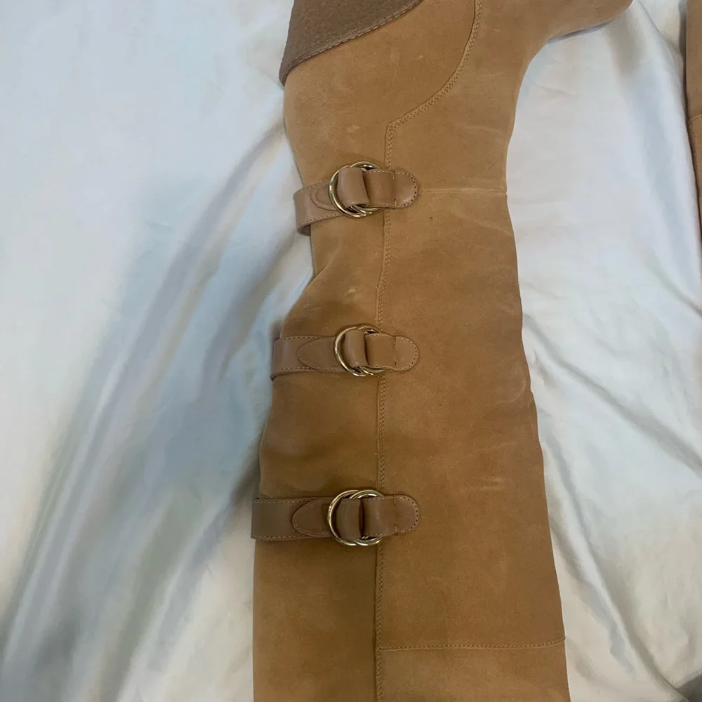 Cole Haan Women's Tall Wedge Suede Boots in Tan Size 7 1/2